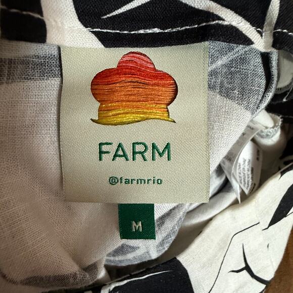 Farm Rio Graphic Leaves One Shoulder Linen-Blend Jumpsuit  Size M Cutout Waist - Picture 11 of 12